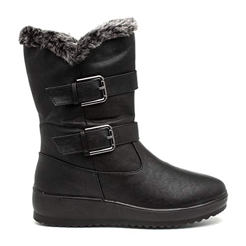 Softlites Womens Black Faux Fur Wide Fit Calf Boot - Image 3