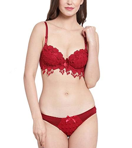 Image of Brachy Women Elegant Lace Push Up Bra Panty Set Bridal Set Underwired Lingerie Set for Women Solid Padded Set Honeymoon Bikini Set