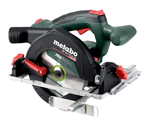 metabo scie circulaire portative ks 18 ltx 57 bl 18 v avec moteur brushless, coupe biseautée, indicateur de coupe bien visible, poids léger, scie 611857850