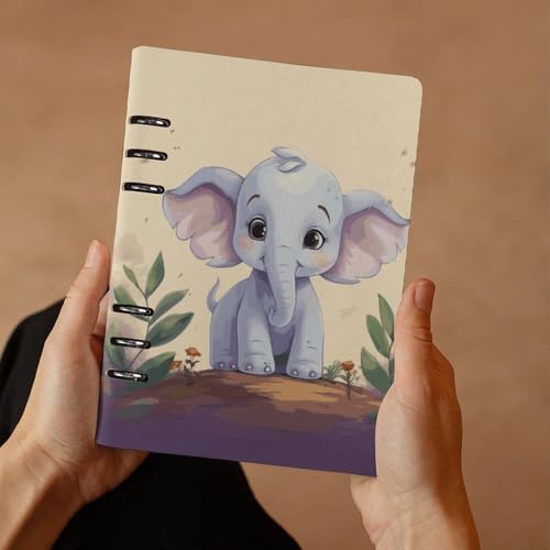 Cuaderno recargable A5 de 6 anillas con cubierta duradera Cute Elephant 7
