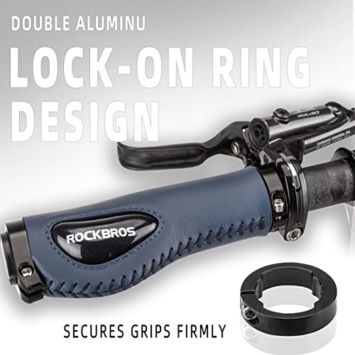 Rockbros Bike Handle Grips Ergonomics Design Soft Gel Dual Lock On Bicycle Handlebar Grips For Mountain Mtb Mbx Bike Electric Scooter Blue #TOP3