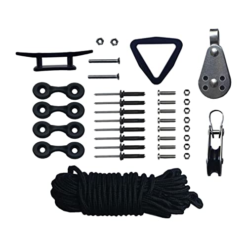 Kit de Carrinho de âncora para Caiaque Incluído Presilha 30 Pés de Corda Parafusos de de Náilon Poli