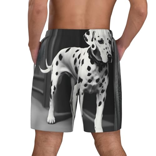 Dalmatian Swim Shorts Trunks for Men, 2 in 1 Quick Dry Compression Liner Bathing Suit with Pockets4