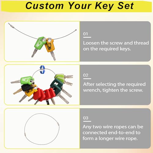 Image of Multi Type Heavy Equipment Key Set, 26 Excavator Dozer Skid Steer Loader Forklift Roller Keys Fit CAT Caterpillar Bobcat JD Case JLG JCB Volvo Hyster Ford Holland Yanmar Kubota Komatsu Toyota Hitachi