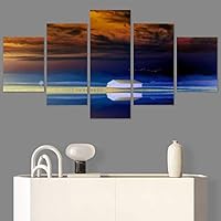 SIGNWIN 5 Panel Canvas Wall Art Modern Art Beach Coastal Multicolor Photography Relax/Calm Tropical for Home Decorations Ready to Hang - 60