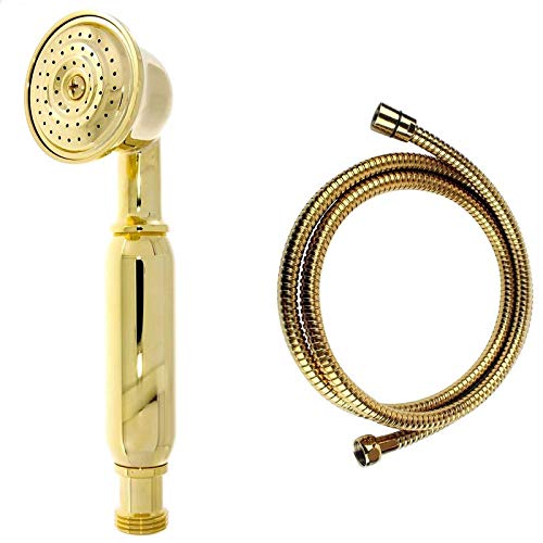 Alcachofa de ducha retro de latón dorado con manguera de ducha