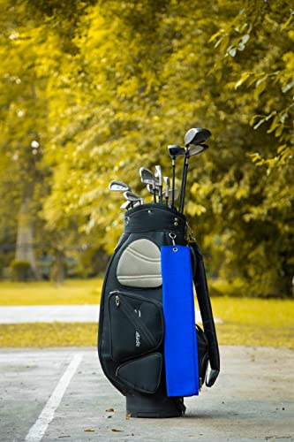 Elkpace Golf Towel, Microfiber Golf Towels With Waffle Pattern Tri-Fold Golf Accessories For Men | Golf Brush Tool Kit | Grey Golf Towel | Golf Towels For Golf Bags With Clip (Grey) (Blue) #TOP5