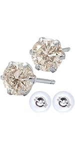 Amazon | 天然ブラウンダイヤピアス 計1.0カラット プラチナ Pt900