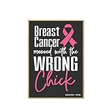 Honey Dew Gifts, Breast Cancer Messed with The Wrong Chick, 3.5 inch by 2.5 inch, Breast Cancer Awareness Accessories, Refrigerator Magnets, Magnets Fridge, Cancer Gifts for Women, 754188