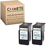 POUR REMPLACER LES CARTOUCHES D'ENCRE CANON 546 XL : Idéal pour remplacer les cartouches Canon PG-545 CL-546 / 545 546 et leur version XL, ce lot contient 2 cartouches d'encre compatibles 546XL couleur.