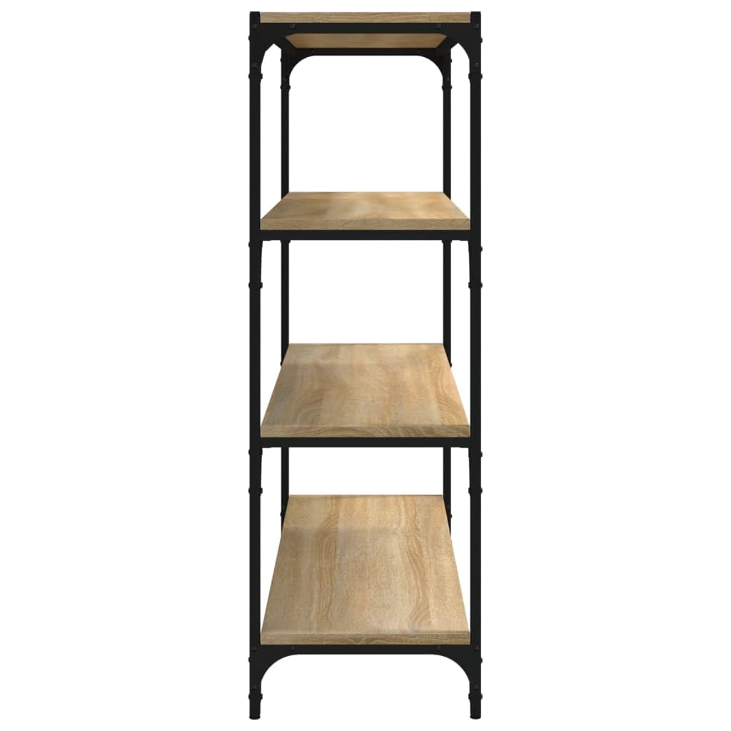 Générique Sonoma dębowa szafka pod telewizor, 100 x 33 x 100 cm, regał w stylu industrialnym z 4 drewnianymi półkami inżynieryjnymi i stalową ramą, do przechowywania do salonu lub biura