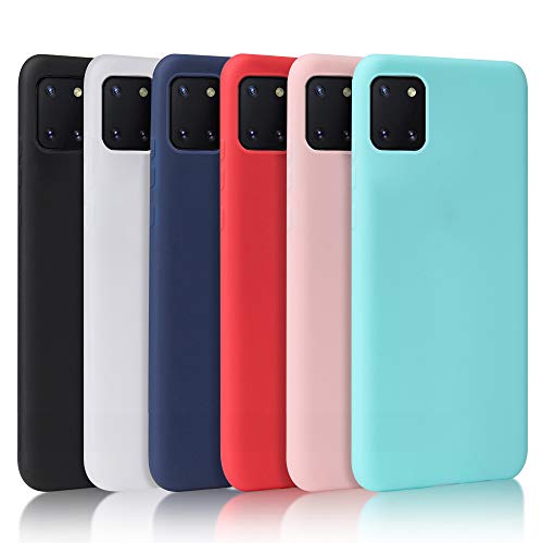 Oureidoo 6X Funda Samsung Galaxy Note 10 Lite, Carcasa en Silicona - [ Negro + Blanco Translúcido + Azul Claro + Rojo+ Rosado+ Menta Verde ]