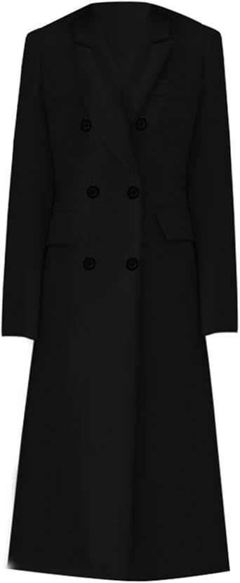 Cappotto Invernale Donna Lungo In Lana | Doppiopetto Con Risvolto | Linea A Elegante E Tinta Unita