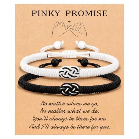 PINKDODO Sweetest Day Gifts for Boyfriend Couple Gifts Ideas, Pinky Promise Matching Couples Bracelets Long Distance Relationship Birthday Valentines Anniversary Christmas Presents Him Her BF GF Cover
