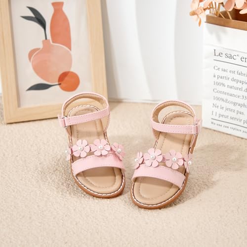 Image of Flaryzone Girls Sandals Open Toe Summer Flats Dress Sandals Shoes Toddler /Little Kid