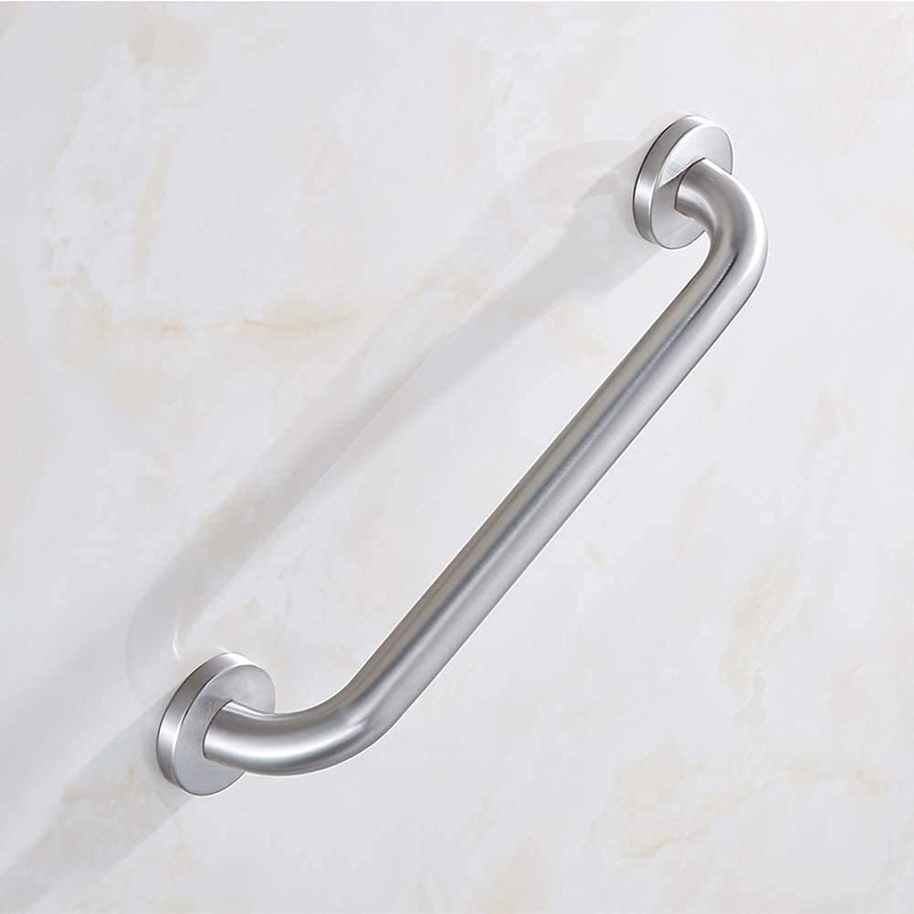 Barra di sicurezza per vasca da bagno per disabili, in nichel spazzolato, per corrimano da bagno, con base robusta, guida di supporto di sicurezza per vasche e docce, assistenza WC, argento