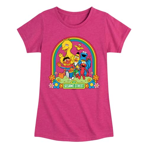 Sesame Street - Rainbow-Girls Fitted Short Sleeve Graphic T-Shirt