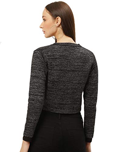 Image of Style Quotient Women Black & Red Shimmered Crop Button Shrug