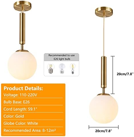 KCO Lighting Globe Pendant Light Modern 