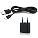 Produktbild C.D.R. 2in1 Set Markenkabel Golf Micro USB 1A Netzteil klein für alle MP3-Player mit Micro USB und Mini USB Anschluss Sony, Fiio, iBasso, Teac, Colorfly, Philips GoGear, Pioneer, Noza Tec, Cowon, SanDisk ( Golfkabel 1m Micro USB + 1A Netzteil klein schwarz)