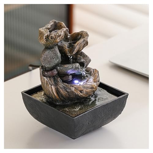Fuente de agua de mesa, fuente de escritorio de cascada alimentada por USB, decoración de humidificador para el hogar, oficina, sala de estar, dormitorio
