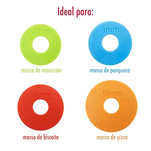 Rolo de Massa Profissional Com Discos Reguláveis Ajustável Aço Inoxidável Antiaderente Não Gruda Sup