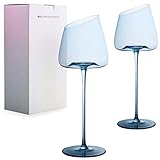 Red Wine Glasses Set of 2,Blue Crystal Wine Glass,Lead-Free Goblet,Unique Gifts for Women,Birthday,W