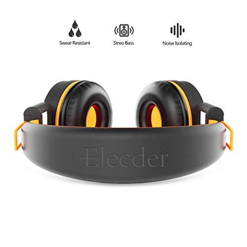 Elecder I37 Kids Headphones Children Girls Boys Teens Foldable Adjustable On Ear Headphones 3.5Mm Jack Compatible Cellphones Computer Mp3/4 Kindle School Tablet Orange/Black #TOP2