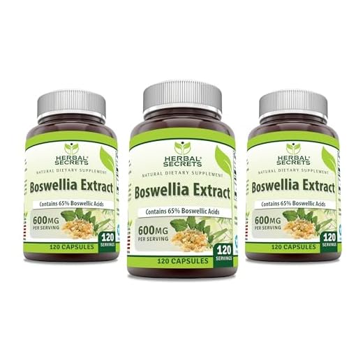 Herbal Secrets Boswellia Serrata Extract (65% Boswellic Acids) 600 mg Capsules Supplement | Non-GMO | Gluten Free (120 | 3 Pack)