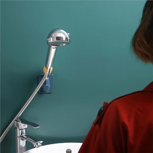 Support de douche à main orientable avec poignée robuste blanche sans vis