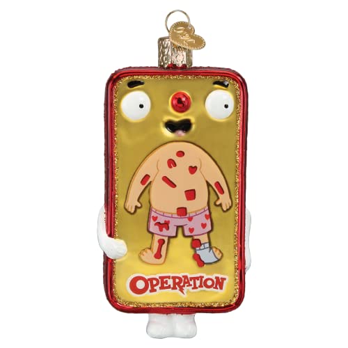 Old World Christmas Operation Glass Blown Ornament for Christmas Tree, Handcrafted Holiday Decoration, Hasbro Games Collection