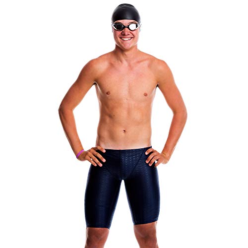 Flow Accelerate Swim Jammers - Size 21 To 32 Swimming Jammer Shorts For Boys In Black, Navy, And Blue (25, Navy Crescents) #TOP3