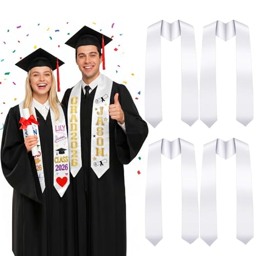 SATINIOR 5 Pieces 72 Inch Graduation Stole Sublimation Plain Honor Stole Blank Unisex Adult