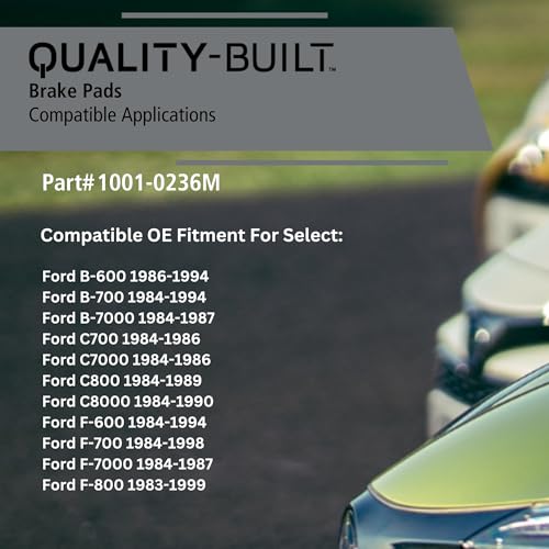 Image of QUALITY-BUILT Front Semi-Metallic Brake Pads, Premium 1001-0236M, Compatible with 1983-1999 Ford (B-600, B-700, B-7000, C700, C7000, C800, C8000, F-600, F-700, F-7000, F-800, F-800 LPO, F-8000, FT800)