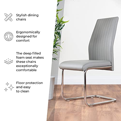 Furniturebox UK Grey Dining Chairs Set of 2 Lorenzo Chairs for Dining Room Premium & Stylish Seats (2x Grey) - Image 3