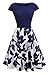 HOMEYEE Women's 1950s Vintage Elegant Cap Sleeve Swing Party Dress A009 (M, Dark Blue)