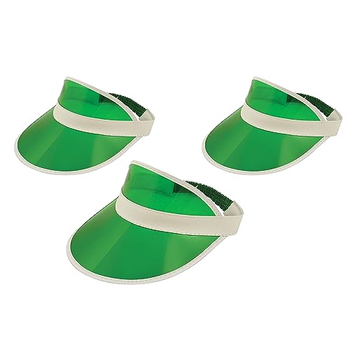 Adults 80s Retro Style Sun Visor Hat Unisex Mens Womens Plastic Golf Visors Headband Cap for Poker Party Tennis UV Protection HatsGreen-3