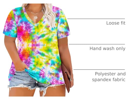 Image of ForHailey Women's Plus Size V Neck Tops Summer Short Sleeve T Shirt