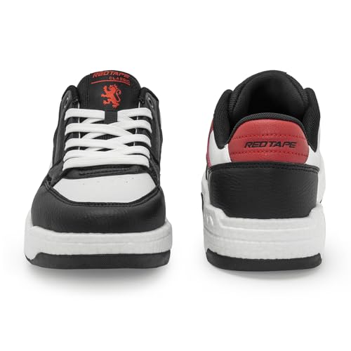 Image of Red Tape Men's Sneakers Black Red Pu Round Toe Lace-Up