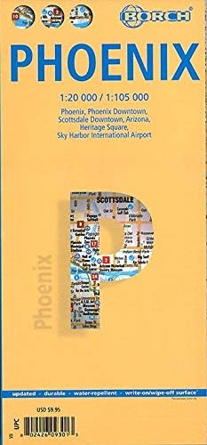 Phoenix, Borch Map: Phoenix, Phoenix Downtown, Scottsdale Downtown, Arizona, Heritage Square, Sky Harbour International Airport