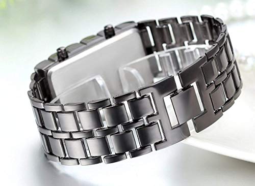 Gosasa 666 Men'S Lava Style Stainless Steel Watch Red Blue Led Digital Watch Black Bracelet Watch thumb #3