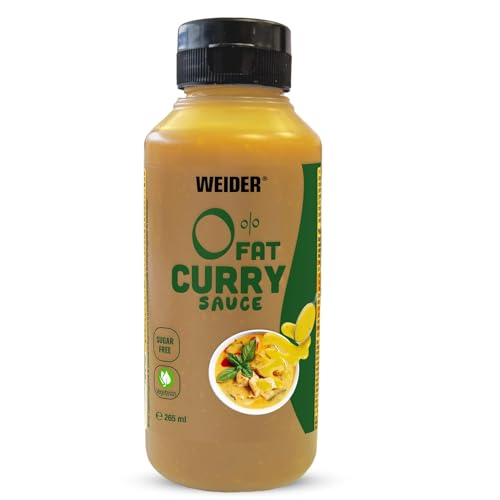 Weider Gourmet 0% Fat Curry Sauce (265 ml), Salsa Curry 0% Grasas, 0% Azúcar, Bajo en Calorias, Receta Mejorada y Deliciosa, óptimo para dar sabor y aliñar tus platos