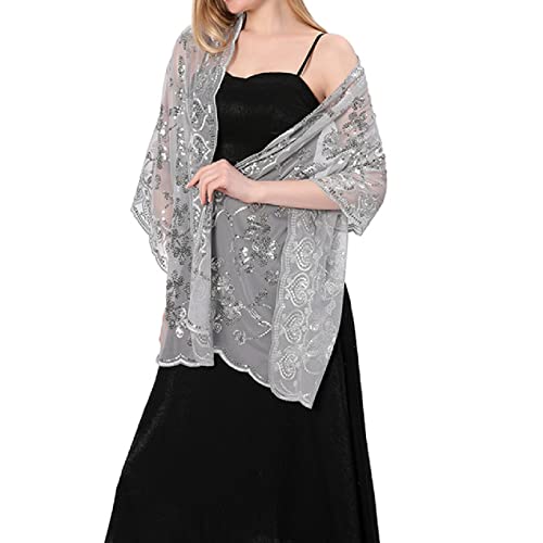Women’s Classic Sequin Shawls and Wraps Sheer Sparking Scarf Pashmina for Wedding Bridesmaid Party2