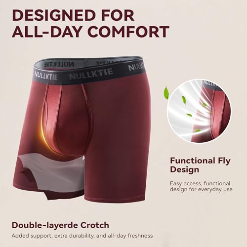 Nullktie Ultra Soft Boxer Briefs with Fly, Viscose Made from Bamboo Men's Underwear, Breathable Moisture Wicking No Ride Up — view 5