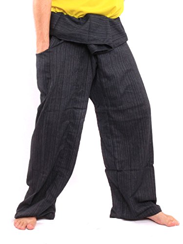 jing shop Thai Fisherman Pants Solid Color Cotton Mix One Size Extra Long2