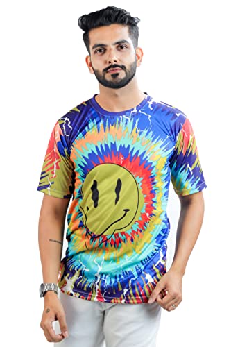 Image of HARPITA Men's Round Neck Half Sleeve Slim Fit Digital Printed Lycra T-Shirt