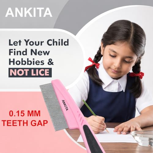Image of ANKITA Head Lice and Nits Removal Comb with long teeths and wide area coverage, Stainless Steel TEETH with precise 0.1mm gap making it highly effective in removal even the smallest lice and tiny nits, smooth round edge pins comfortable for sclap without scratching or irritating the scalp , for Women's Hair, UNISEX, Anti-lice Treatment, (SLC-1 LARGE) PROMOTIONAL PRICE FOR LIMITED PERIOD.