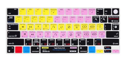 XSKN Serato DJ Shortcuts US Layout Silicone Keyboard Cover Skin for Apple Since 2021 Released MacBook Air MacBook Pro 13.6 15.3 14.2 16.2 Inch with M1 M2 M3 M4 M5 Chip and Touch ID