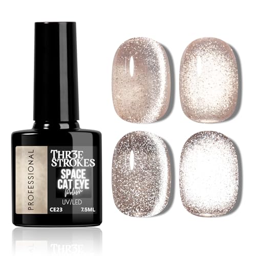 Image of THR3E STROKES 9D Glitter Cat Eye Gel Magnetic Nail Polish Art Manicure DIY at Home Soak Off UV Gel 7.5ML (CE23, 7.5ML)