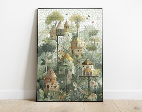 Puzzle Fantasy Treehouse para Adultos 1000 Piezas, Rompecabezas de Madera con Tema Floral y Plantas miniatura 7